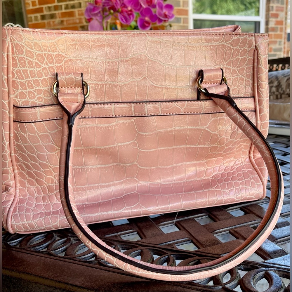 Anne Klein Blush Crocodile-Patterned Satchel - image 3